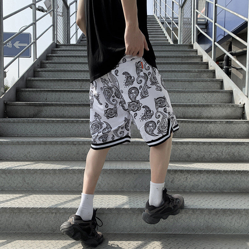 Cashew Stripe Men's Basketball High Street Shorts
