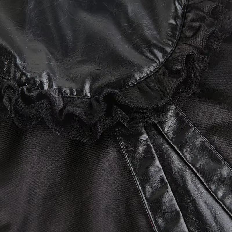 Personalized Dark Wind Paneled Mesh Horn Skirt Pants