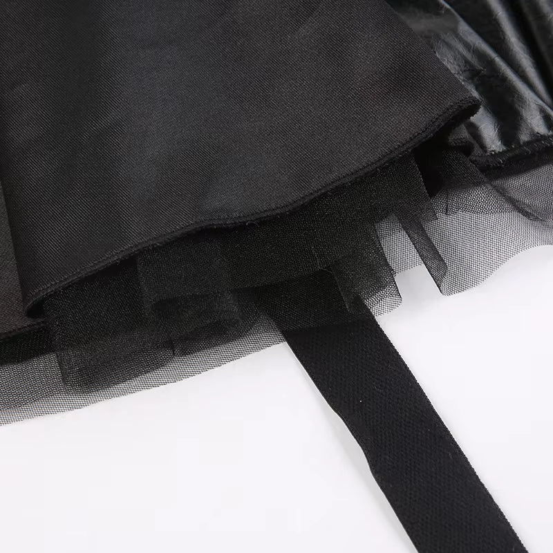 Personalized Dark Wind Paneled Mesh Horn Skirt Pants