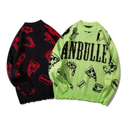 Suéter Jacquard con Grafiti de Hip Hop para Hombre
