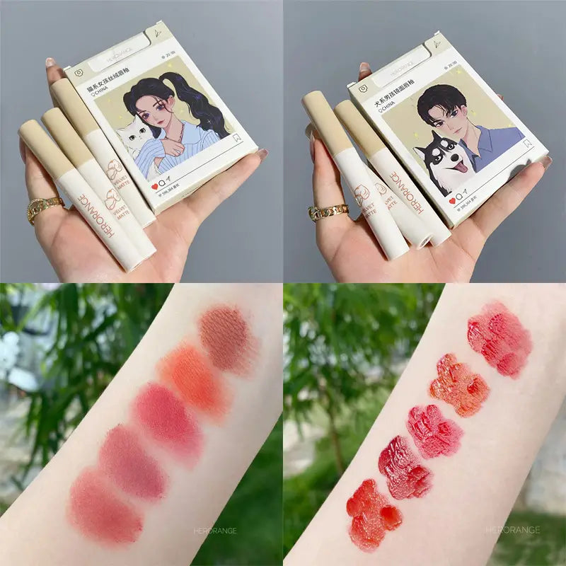 5 Pcs Anime Matte Velvet Lip Glaze Lipsticks Set