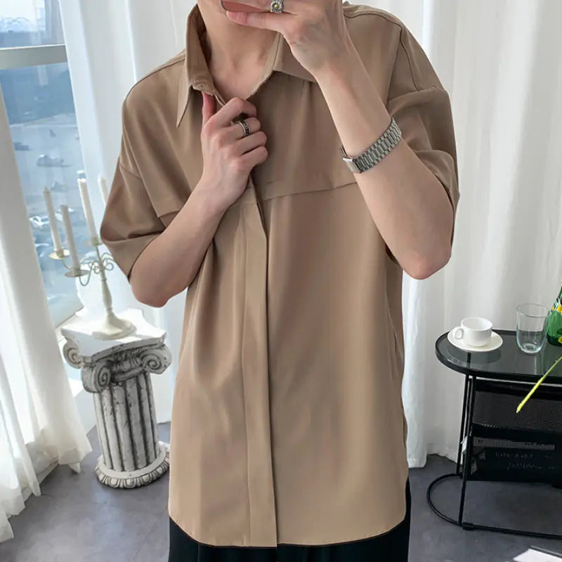 Versatile Men's College Couple Cotton Polyester Shirt