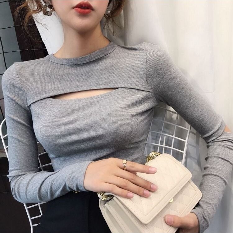 Women's Slim Fit Long Sleeve Cotton T-Shirt