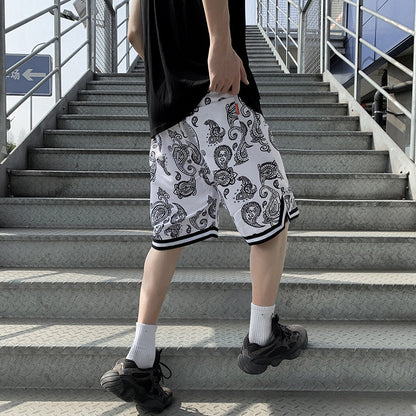 Cashew Stripe Men's Basketball High Street Shorts