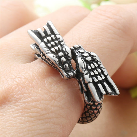 Titanium Chinese Dragon Ring