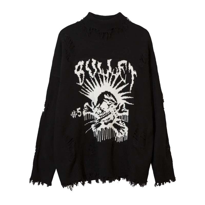 Men's Jacquard Sweater with Street Tide Dark Design