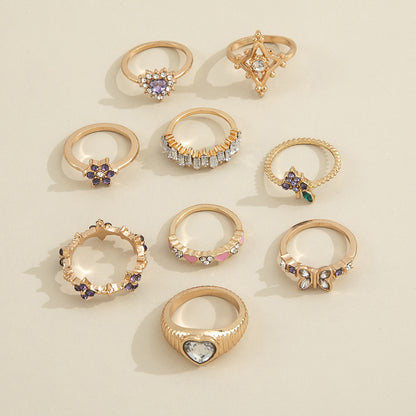 Purple Diamond Grape Flower Geometric Ring Design