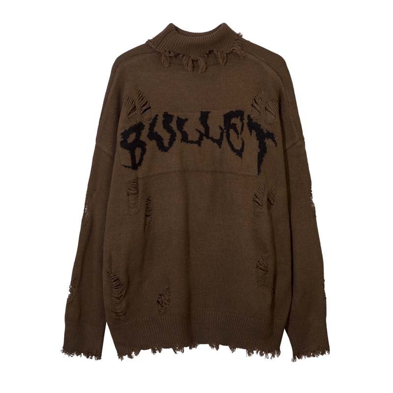 Men's Jacquard Sweater with Street Tide Dark Design
