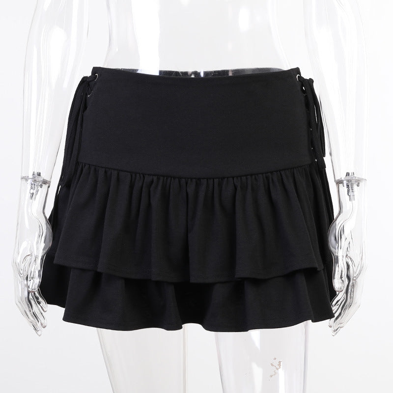 skirt Dark Style Side Waist Belt Skirt