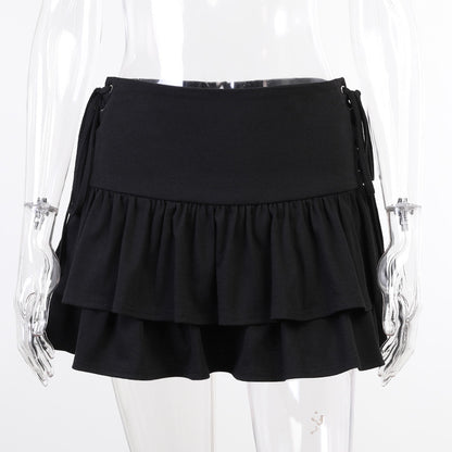 skirt Dark Style Side Waist Belt Skirt