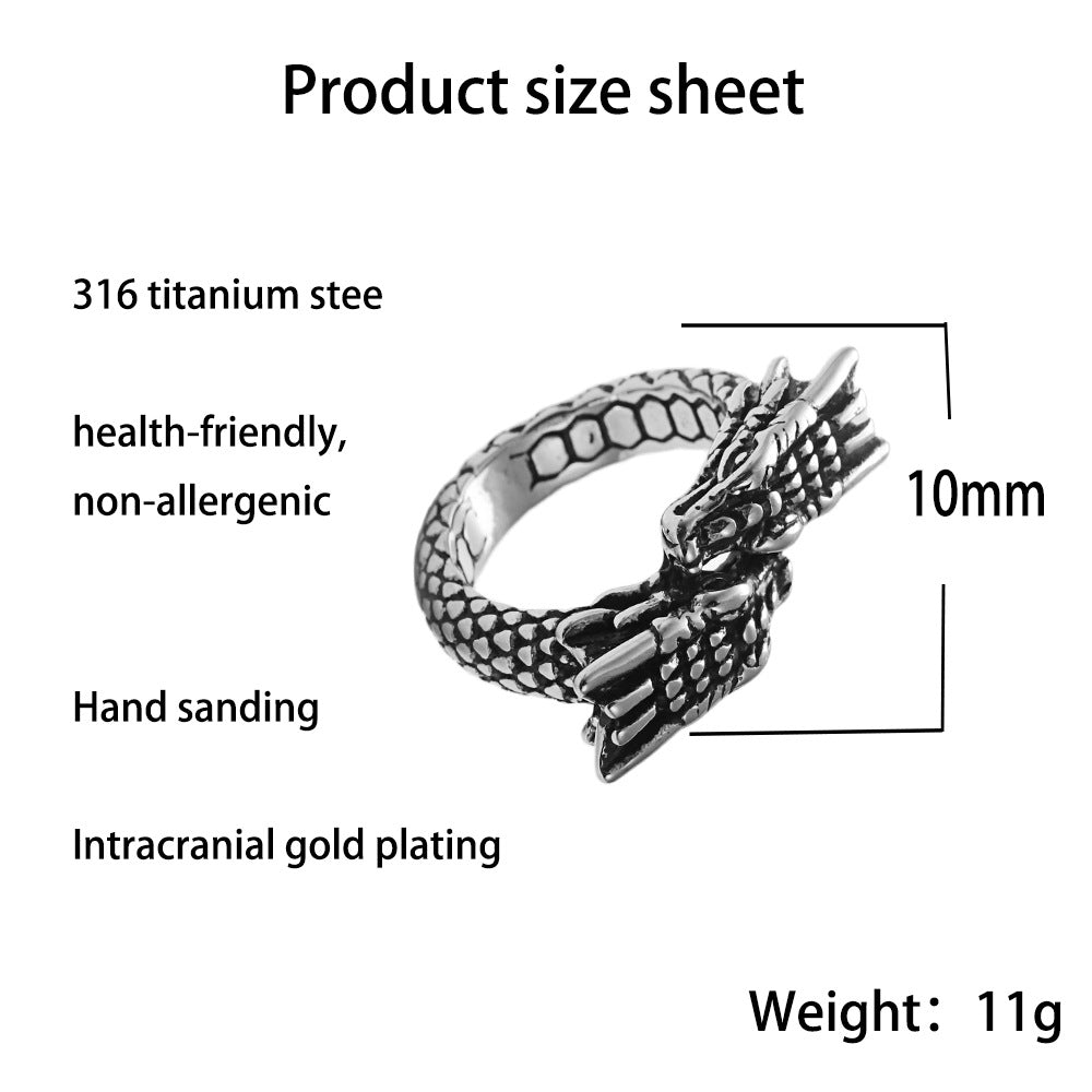 Titanium Chinese Dragon Ring