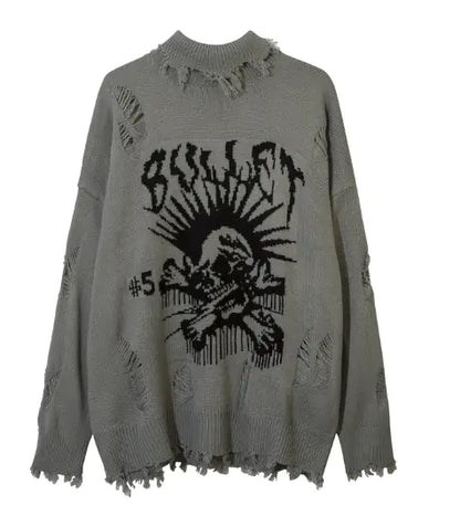Men's Jacquard Sweater with Street Tide Dark Design