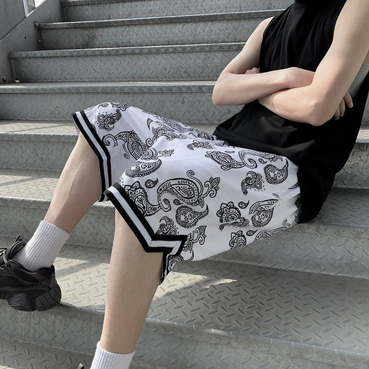 Cashew Stripe Men's Basketball High Street Shorts