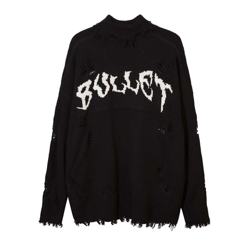 Men's Jacquard Sweater with Street Tide Dark Design