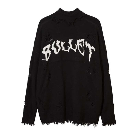Men's Jacquard Sweater with Street Tide Dark Design