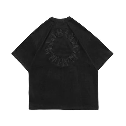Camiseta de Gamuza Bordada con Letras American Street