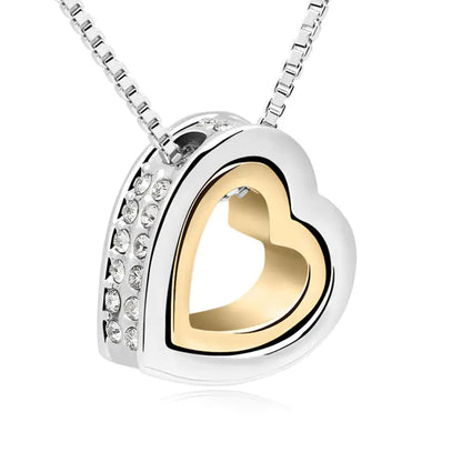 Double Heart Necklace, Interlocking Hearts Design