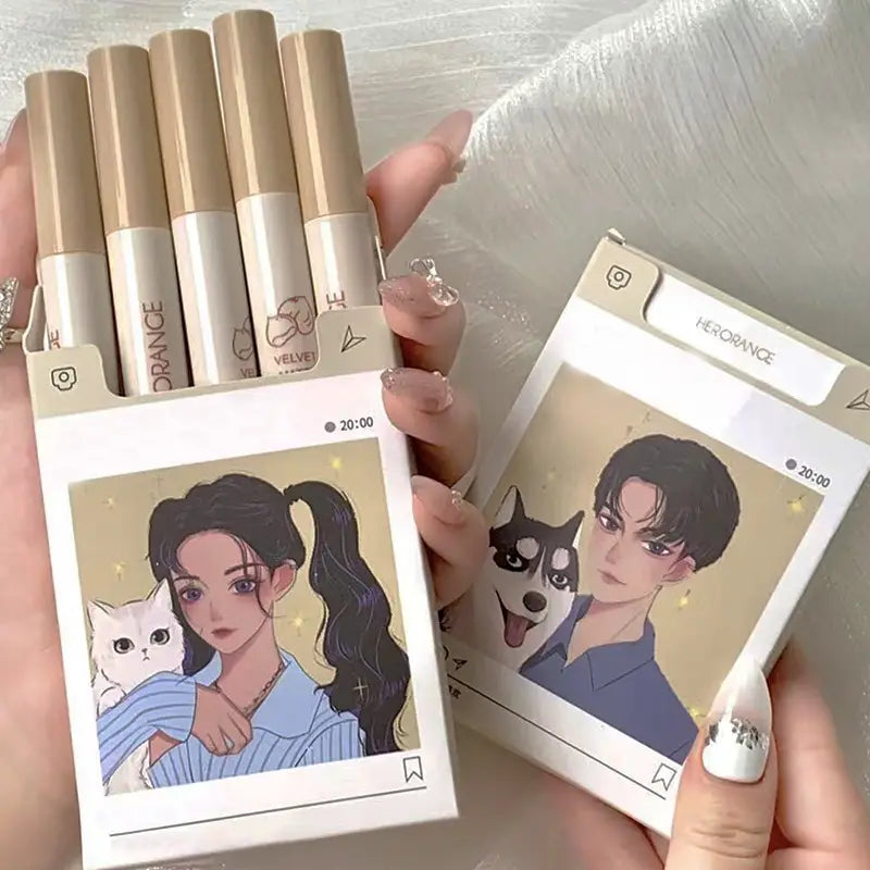 5 Pcs Anime Matte Velvet Lip Glaze Lipsticks Set