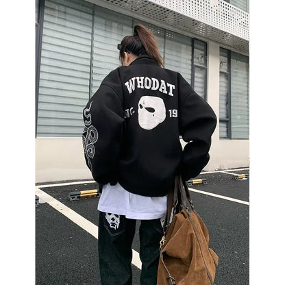 American Street Mask Letter Oversized Jacket
