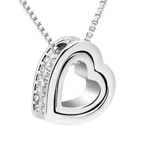 Double Heart Necklace, Interlocking Hearts Design