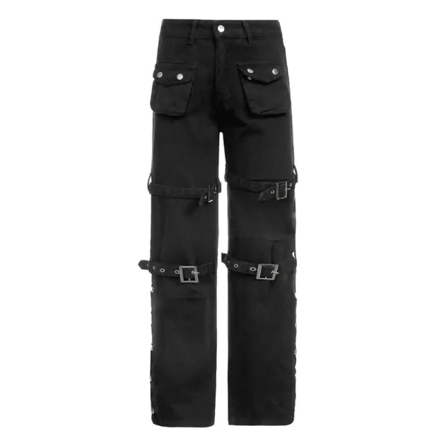 Black Cargo Jeans for Women