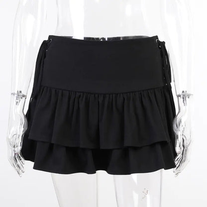 skirt Dark Style Side Waist Belt Skirt