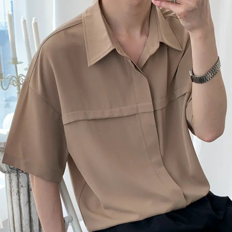 Versatile Men's College Couple Cotton Polyester Shirt