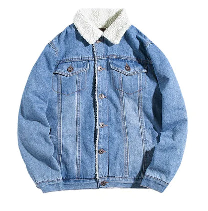 Chaqueta de Denim Grueso con Forro de Lana de Cordero