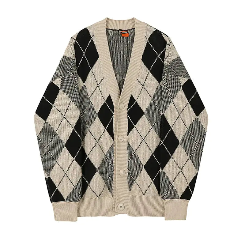 Classic Diamond V-Neck Knit Sweater