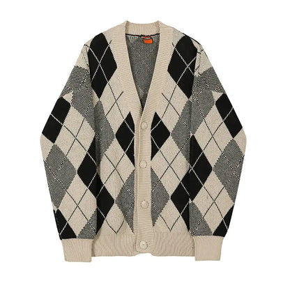 Classic Diamond V-Neck Knit Sweater