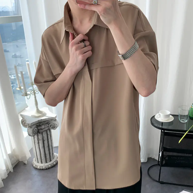 Versatile Men's College Couple Cotton Polyester Shirt