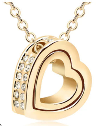 Double Heart Necklace, Interlocking Hearts Design