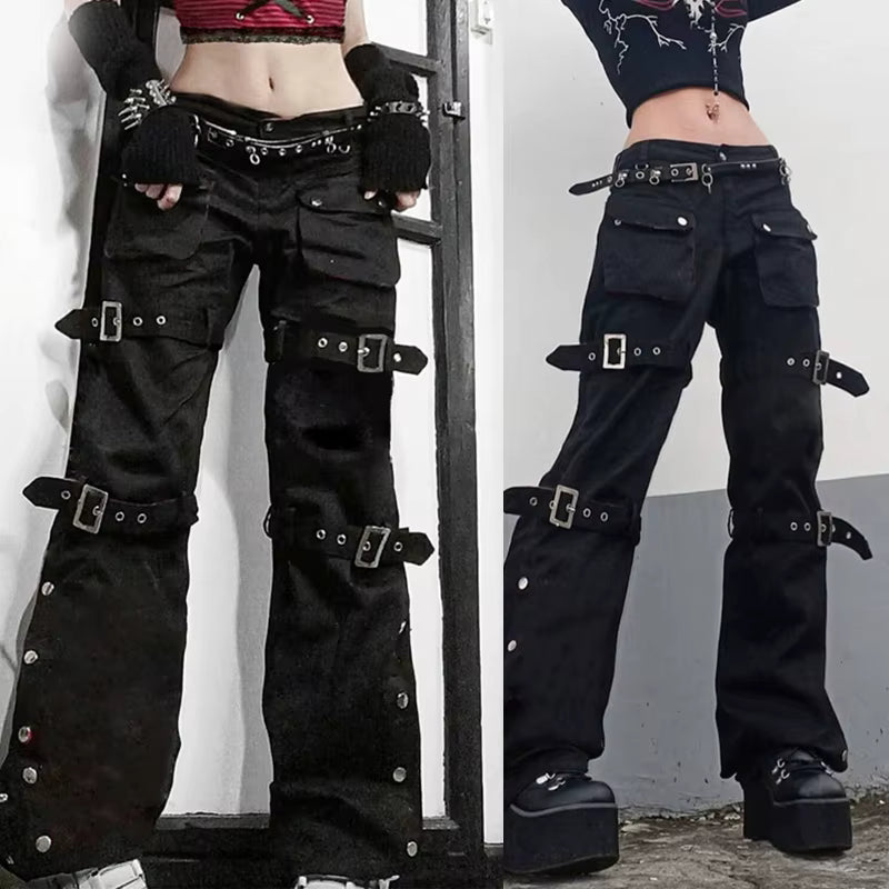 Black Cargo Jeans for Women