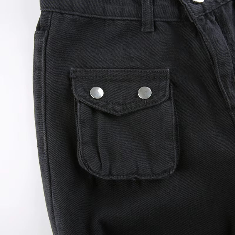 Black Cargo Jeans for Women