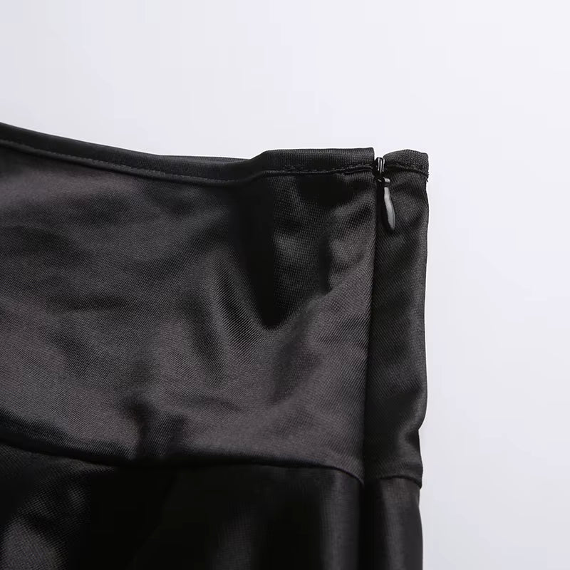 Personalized Dark Wind Paneled Mesh Horn Skirt Pants