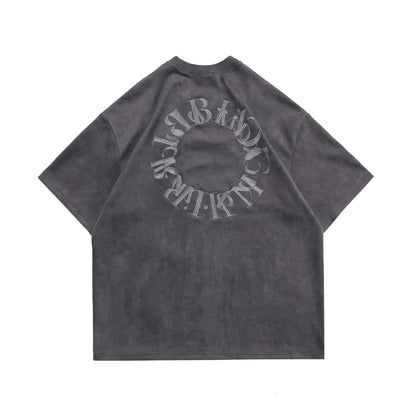 Camiseta de Gamuza Bordada con Letras American Street