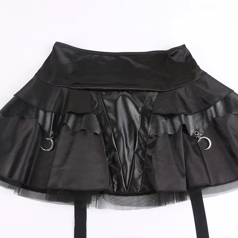 Personalized Dark Wind Paneled Mesh Horn Skirt Pants