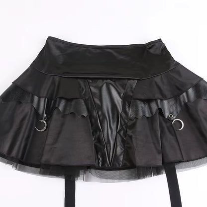 Personalized Dark Wind Paneled Mesh Horn Skirt Pants