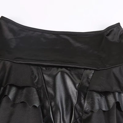 Personalized Dark Wind Paneled Mesh Horn Skirt Pants