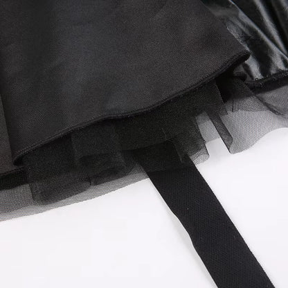Personalized Dark Wind Paneled Mesh Horn Skirt Pants