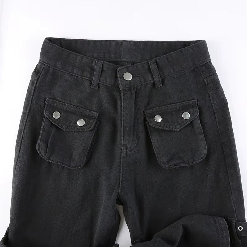 Black Cargo Jeans for Women