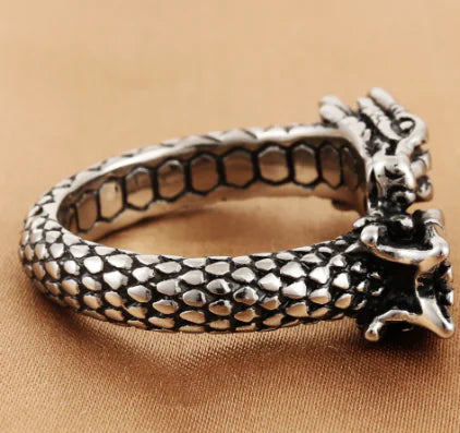 Titanium Chinese Dragon Ring