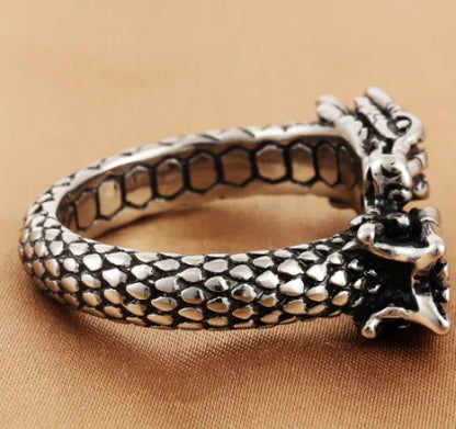 Titanium Chinese Dragon Ring