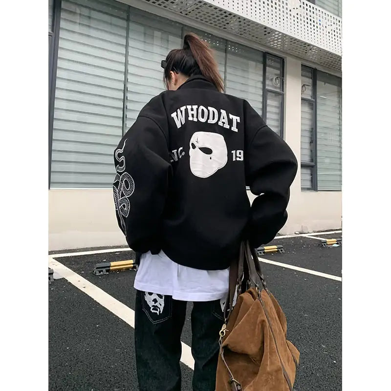 American Street Mask Letter Oversized Jacket