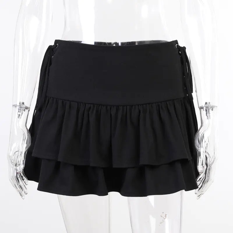 skirt Dark Style Side Waist Belt Skirt