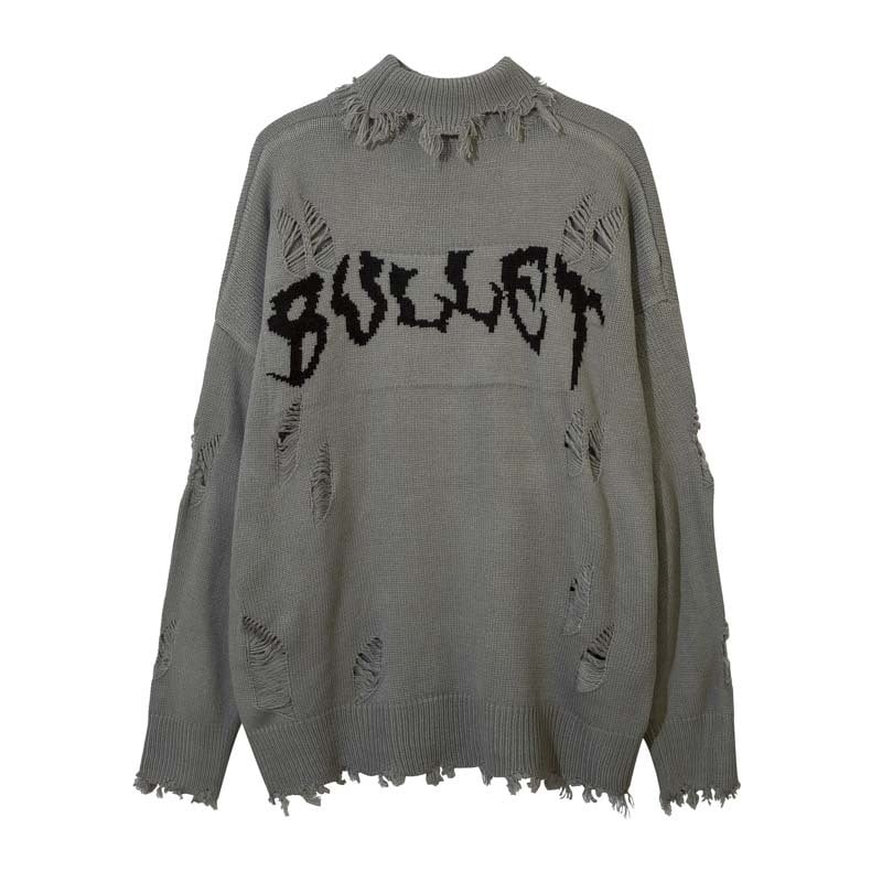 Men's Jacquard Sweater with Street Tide Dark Design