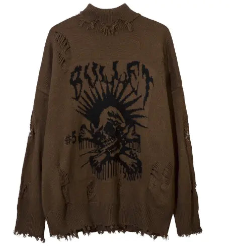 Men's Jacquard Sweater with Street Tide Dark Design