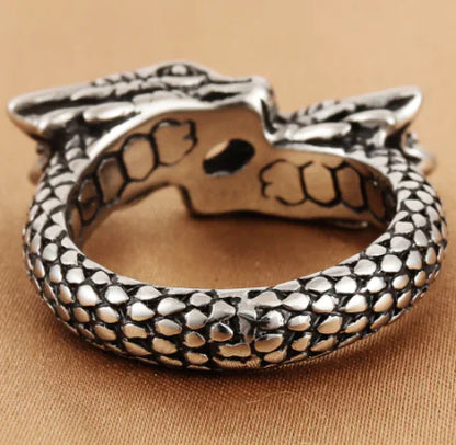 Titanium Chinese Dragon Ring