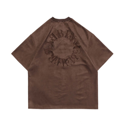 Camiseta de Gamuza Bordada con Letras American Street