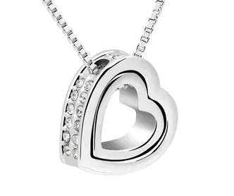 Double Heart Necklace, Interlocking Hearts Design